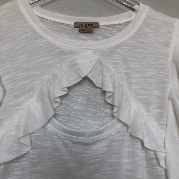Anama Tank White Keyhole Ruffle Lightweight Top M - Picture 4 of 9